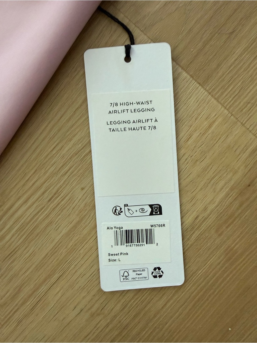 NWT ALO Yoga Sweet Pink 7/8 high waist Airlift Legging size Large - Picture 3 of 4